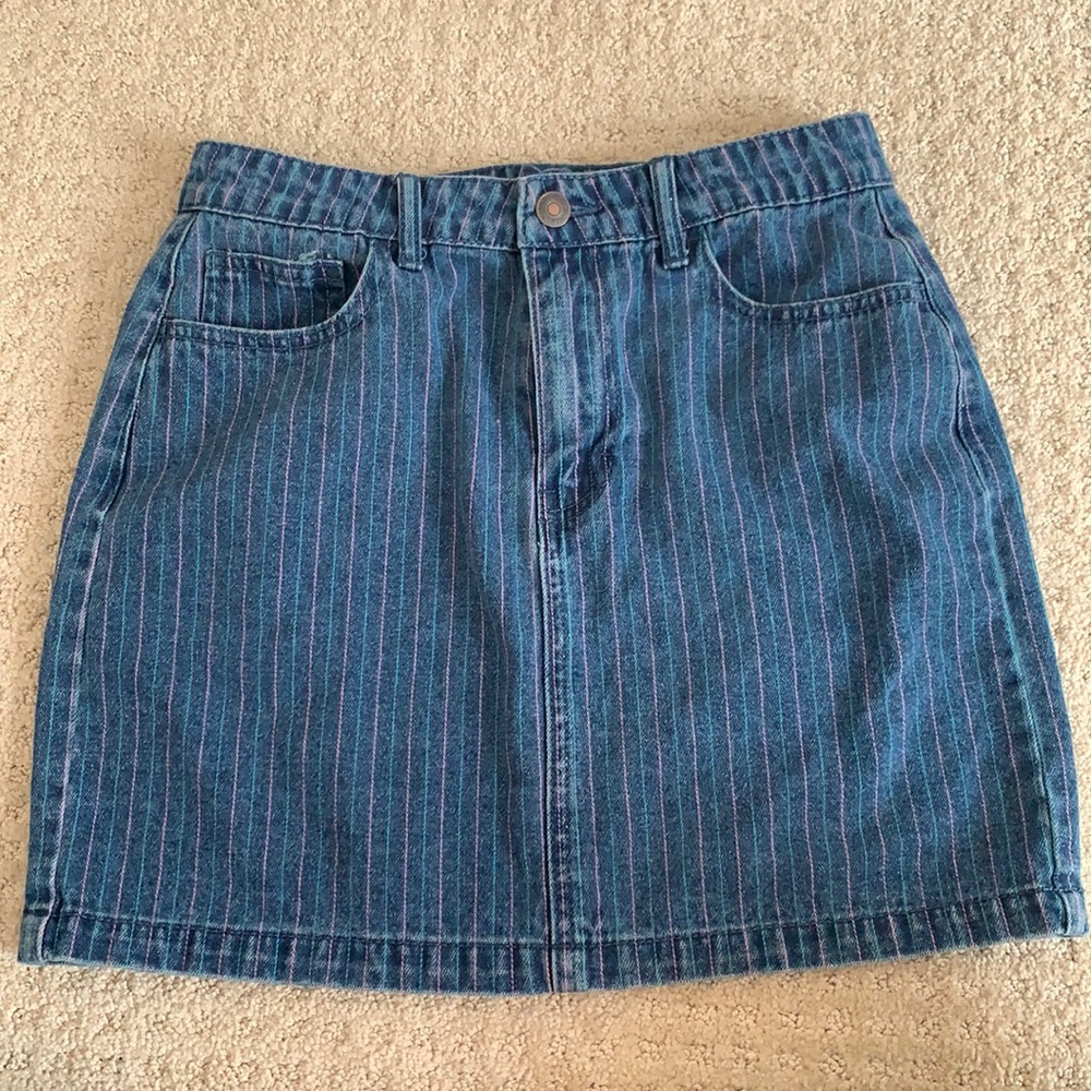 Forever 21 mini skirt with blue & pink stripes